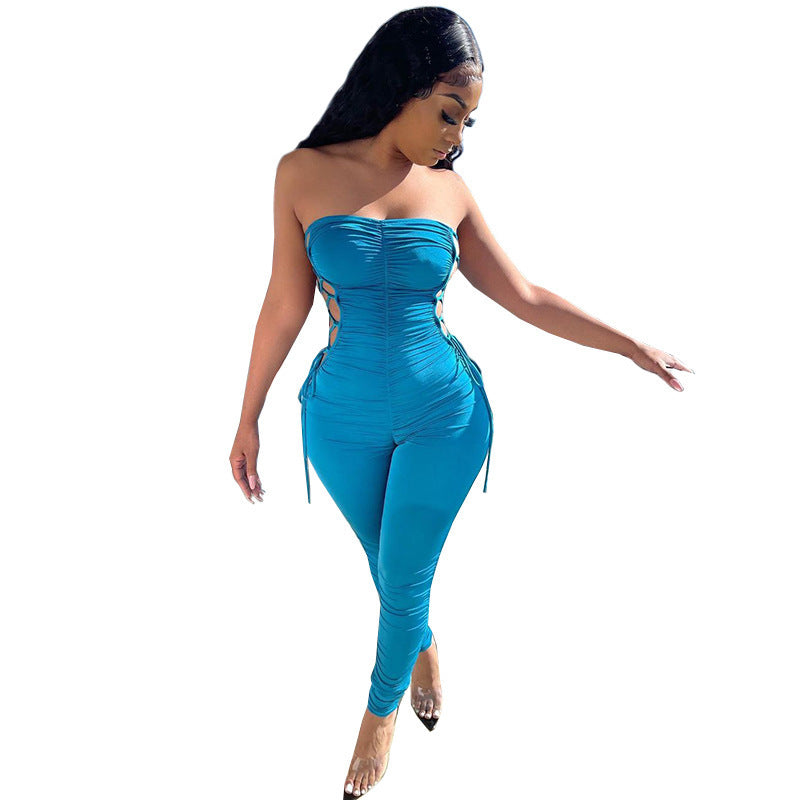 Women Autumn Summer Strapless Hollow Out Jumpsuit – Sexy & Elegant